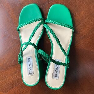 Steve Madden Strappy Green Vibrant Chunky Heel